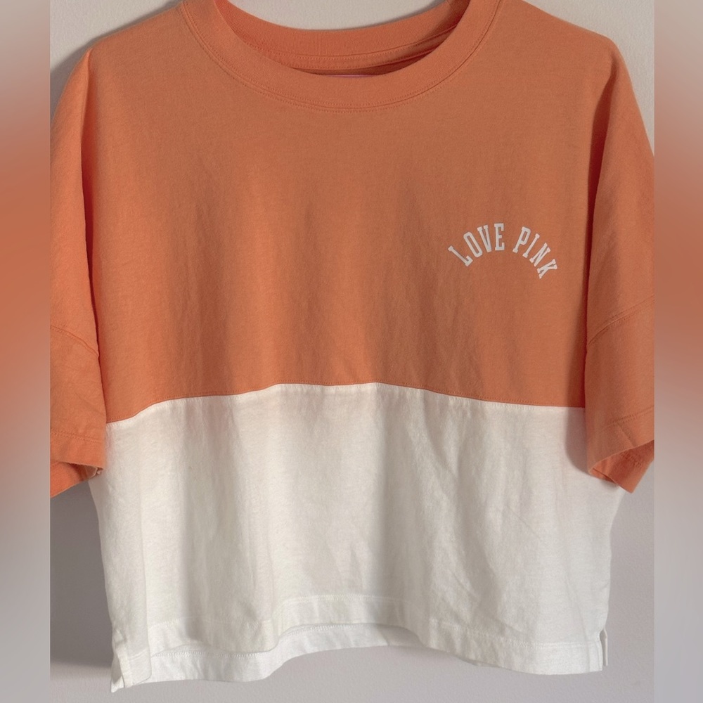 Victoria Secret PINK Peach & White Crop Top